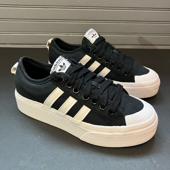 Adidas Nizza Platform Womens Size Black White Athletic Running